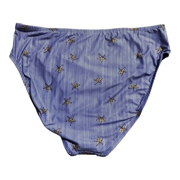 ModCloth NIP Franky Blue White Stripe Gold Starfish High-Waisted Bikini Bottom - Picture 5 of 12